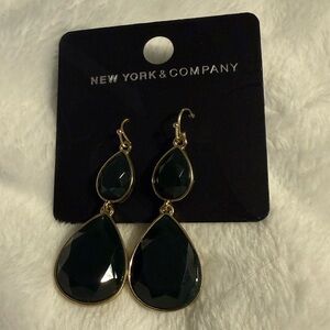New York & Company Dark Green Teardrop Earrings